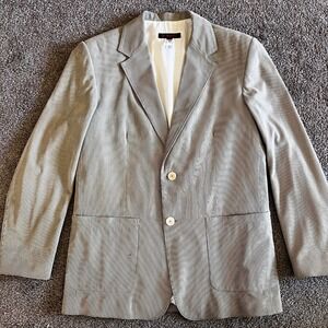 Torras‎ Striped Leather Blazer Two Button Closure Neutral Color Jacket Size 42